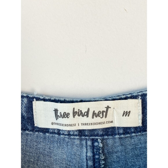 NWT Three Bird Nest High Hopes Slouchy Denim Overalls M Blue Bandana Jumpsuit - Picture 10 of 13